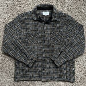 Wax London Whiting Overshirt Heavy Knit Flannel Shirt Charcoal Men’s Size XXL
